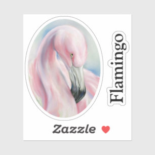 Roze Flamingo Pastel Art Custom Text Sticker