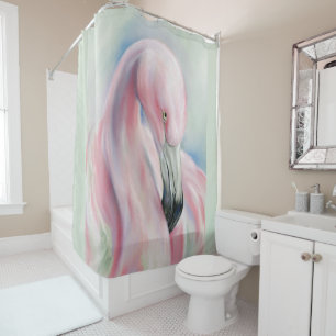 Roze flamingo Pastel Art Douchegordijn