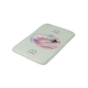 Roze Flamingo Pastel Art Dual Monogram Badmat