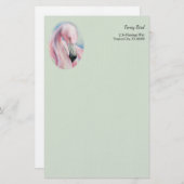 Roze Flamingo Pastel Art gepersonaliseerd Briefpapier (Voorkant / Achterkant)