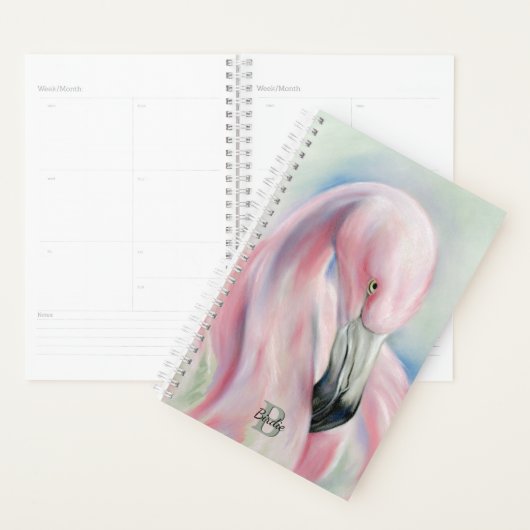 Roze Flamingo Pastel Art gepersonaliseerd Planner (Display)
