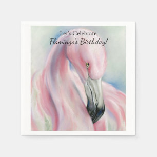 Roze flamingo Pastel Art Servetten