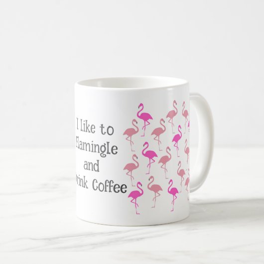 Roze Flamingo patroon Koffiemok (Voorkant rechts)
