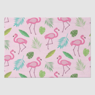 Roze flamingo patroon met tropische bladeren tissuepapier