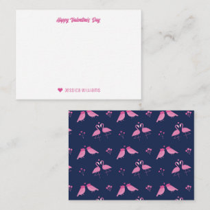 Roze Flamingo Patroon Moderne Chic Valentijnsdag Notitiekaartje