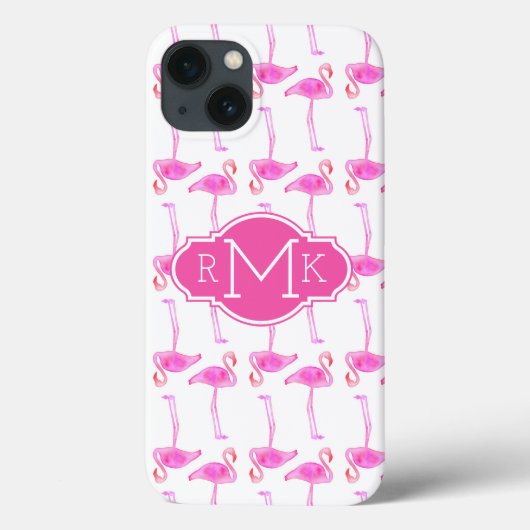 Roze Flamingo patroon | Monogram Case-Mate iPhone Case (Achterkant)