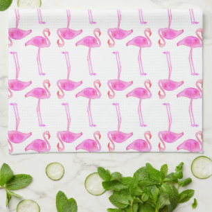 Roze Flamingo patroon   Monogram Theedoek