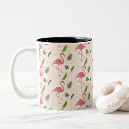 Roze Flamingo patroon Tweekleurige Koffiemok