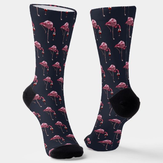 Roze Flamingo Patroon Wijn Drinker Grappig Nieuw Sokken (Gebogen)