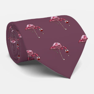 Roze Flamingo Patroon Wijn Liefhebber Schattig Stropdas