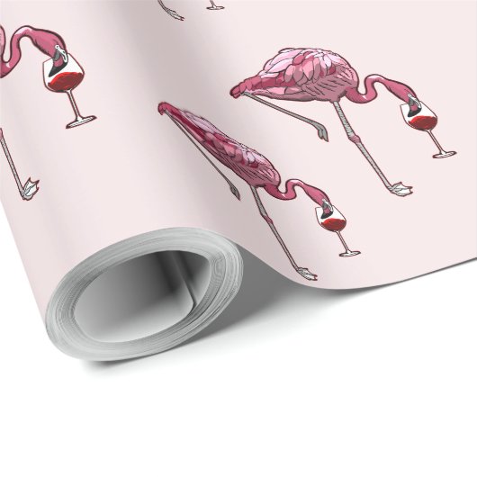 Roze Flamingo patroon Wine Drinker Funny Cadeaupapier (Rol Hoek)