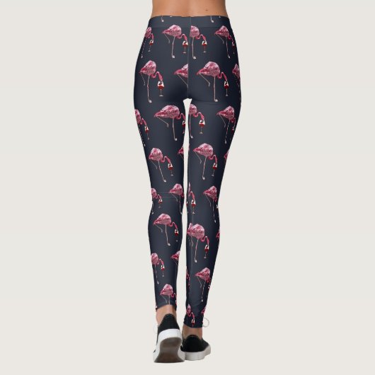 Roze Flamingo patroon Wine Drinker Funny Novelty Leggings (Achterkant)