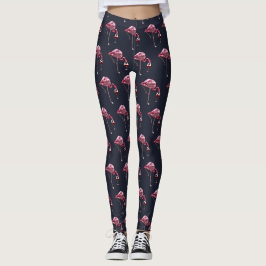 Roze Flamingo patroon Wine Drinker Funny Novelty Leggings (Voorkant)