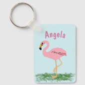 Roze Flamingo Persoonlijke Sleutelhanger (Voorkant)
