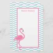 Roze Flamingo Persoonlijke Stationery (Voorkant / Achterkant)