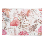 Roze flamingo, pioen waterverf. kussensloop (Achterkant)