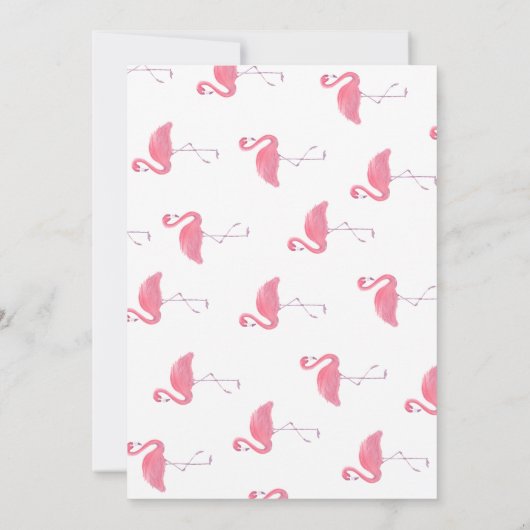 Roze flamingo polk-a-punt 1st verjaardagsuitnodigi kaart (Achterkant)