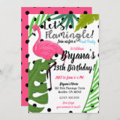 Roze Flamingo Polka Dots Zomer Flamingle Party Kaart (Voorkant / Achterkant)