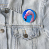 Roze Flamingo Portrait CloseUp Buttonnen Ronde Button 5,7 Cm (In situ)