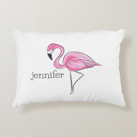Roze Flamingo Preppy Gepersonaliseerd Accent Kussen (Voorkant)
