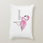 Roze Flamingo Preppy Gepersonaliseerd Accent Kussen (Achterkant (Verticaal))