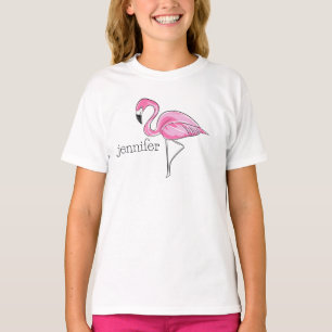 Roze Flamingo Preppy Gepersonaliseerd T-shirt