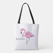 Roze Flamingo Preppy Persoonlijk Draagtas (Achterkant)