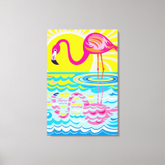 Roze Flamingo Reflectie Canvas Afdruk