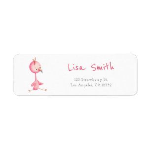 Roze Flamingo Retouradres Etiket