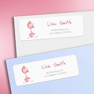 Roze Flamingo Retouradres Etiket