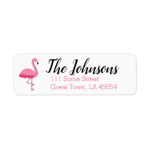 Roze Flamingo Return Address Labels Tropical