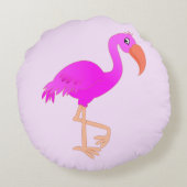 Roze Flamingo Rond Kussen - (Achterkant)