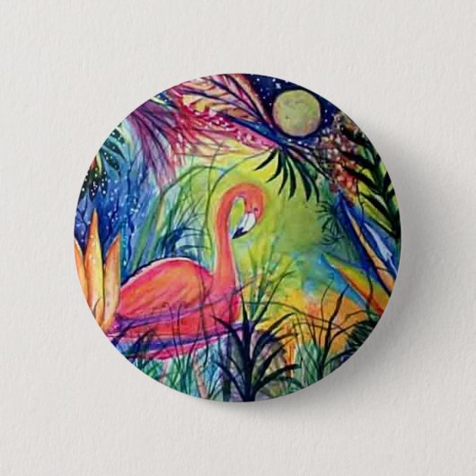 Roze Flamingo Ronde Button 5,7 Cm (Voorkant)