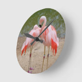 roze flamingo  ronde klok (Hoek)