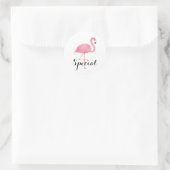 Roze Flamingo Ronde Sticker (Tas)