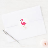 Roze Flamingo Ronde Sticker (Envelop)