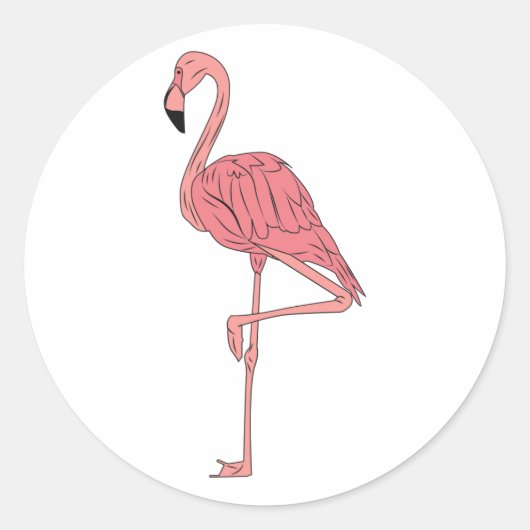 Roze Flamingo Ronde Sticker (Voorkant)