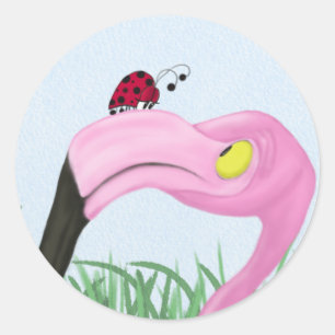  roze flamingo ronde sticker