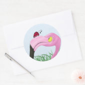  roze flamingo ronde sticker (Envelop)
