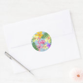 Roze Flamingo Ronde Sticker (Envelop)