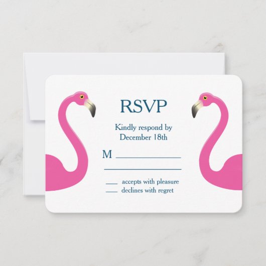Roze Flamingo RSVP (Voorkant)