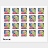 Roze Flamingo Sanibel Midnight Waterverf Schilderi Vierkante Sticker (Vel)