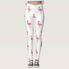 Roze Flamingo Santa Claus Patroon Leggings