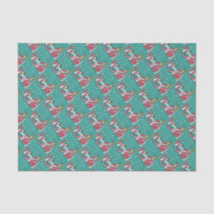 ROZE FLAMINGO SANTA KERSTWEEFSEL PAPIER
