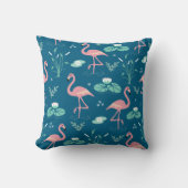 Roze Flamingo schattig blauw patroon Kussen (Voorkant)