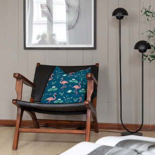 Roze Flamingo schattig blauw patroon Kussen