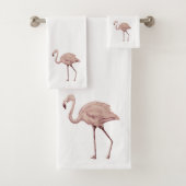 Roze Flamingo Schilderij Badhanddoek Set Bad Handdoek (Insitu)