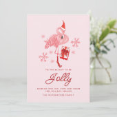 Roze Flamingo Script Tropische Strand Kerstmis Feestdagenkaart (Staand voorkant)