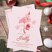 Roze Flamingo Script Tropische Strand Kerstmis Feestdagenkaart
