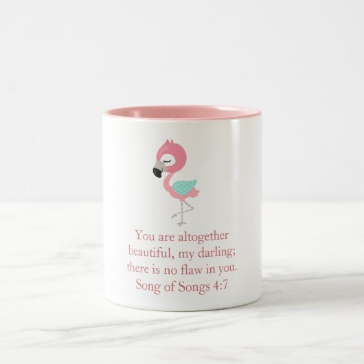  roze Flamingo Scripting Tweekleurige Koffiemok (Center)
